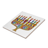 Carreau Happy Hanukkah Dreidels Menorah (Côté)