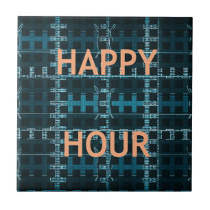 Carreau Happy Hour Texte bleu Vector Art Imprimer