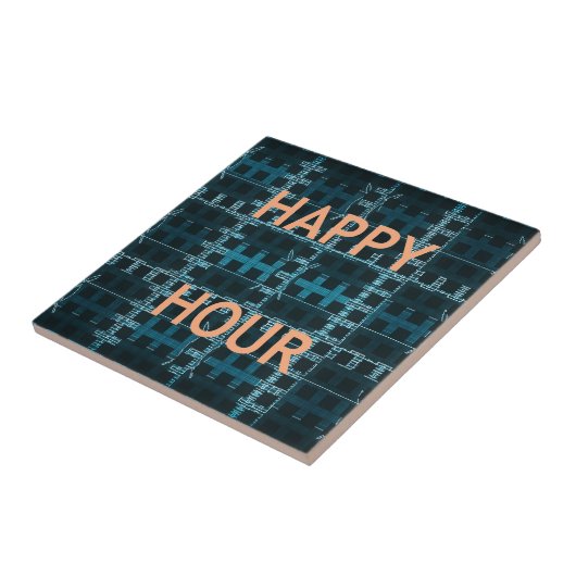 Carreau Happy Hour Texte bleu Vector Art Imprimer (Côté)