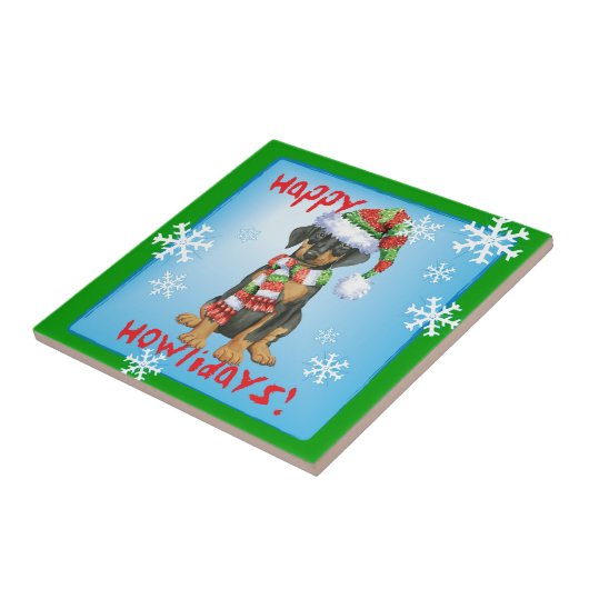 Carreau Happy Howliday Doberman (Côté)