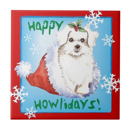 Carreau Happy Howlidays Maltese (Devant)