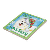 Carreau Happy Howlidays Samoyed (Côté)