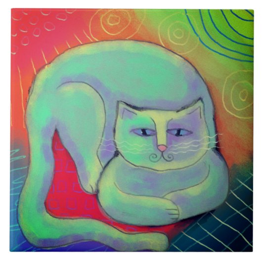 Carreau Happy Kitty peinture numérique Abstraite (Devant)