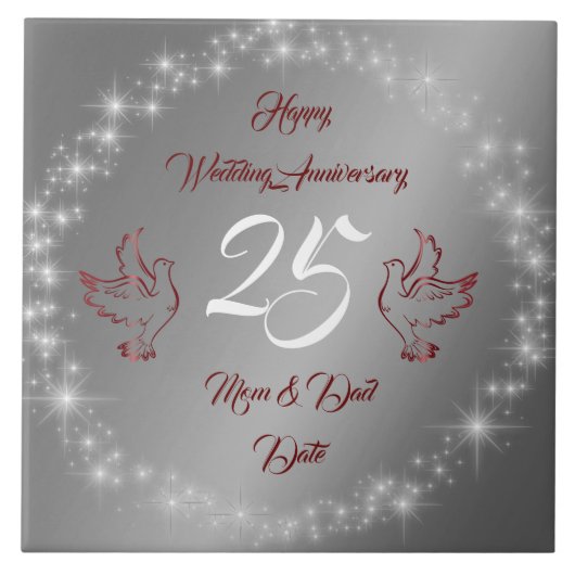 Carreau Happy Sparkly Customize Silver 25th Anniversary (Devant)