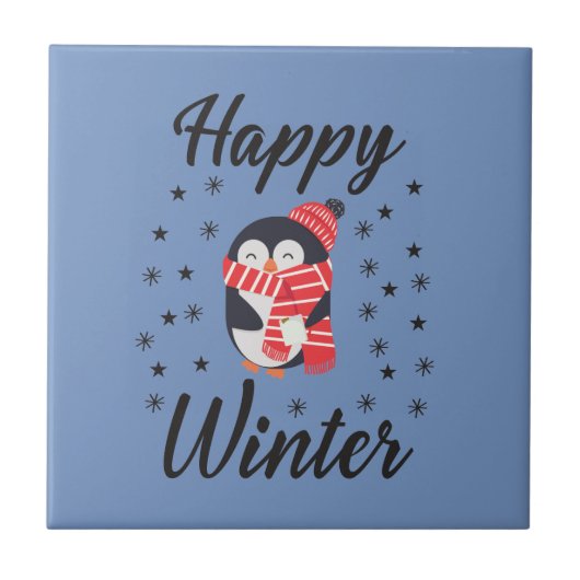 Carreau Happy Winter, mignon Penguin (Devant)