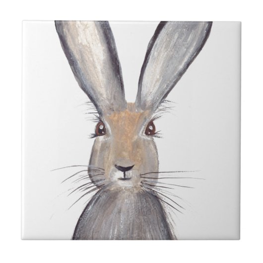 Carreau Hare lapin aquarelle lapin lapin bois boisé animau (Devant)