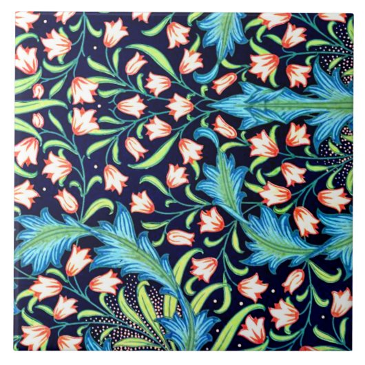 Carreau Harebell, design vintage rose et blanc (Devant)