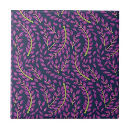 Carreau Harmonious Botanical Art on Dark Blue Background (Devant)
