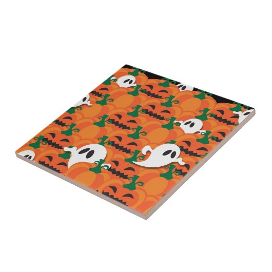 Carreau Haunted Halloween Citrouille Patch Ghosts (Côté)