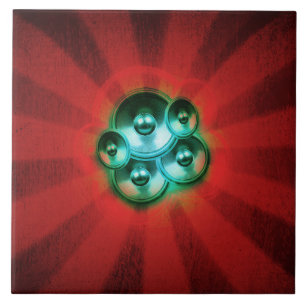 Carreau Haut-parleurs de musique et sunburst rouge