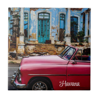 Carreau Havana Cuba Voiture rouge Vintage