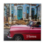 Carreau Havana Cuba Voiture rouge Vintage<br><div class="desc">Havana Cuba Voiture rouge Vintage</div>