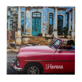 Carreau Havana Cuba Voiture rouge Vintage