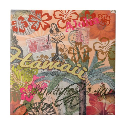 Carreau Hawaii Hula Fleur Voyage Vintage (Devant)