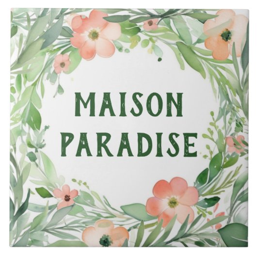 Carreau Hawaiian Paradise Custom House Nom Plaque Panneau (Devant)