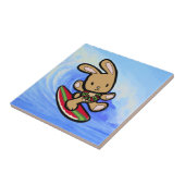 Carreau Hawaiian Surfing Bunny Cartoon de vacances (Côté)