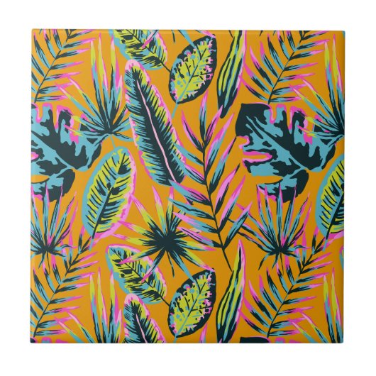 Carreau Hawaiian Tropical Feuilles Et Plante Imprimer Moti (Devant)
