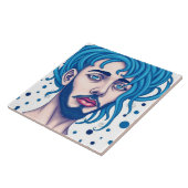 Carreau Head Of Bearded Blue Haired Alien Sci-Fi Art (Côté)