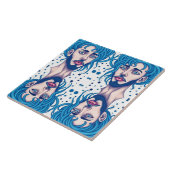 Carreau Head Of Bearded Blue Haired Alien Sci-Fi Art (Côté)