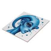 Carreau Head Of Blue Alien Closeup Sci-Fi Art (Côté)