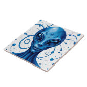 Carreau Head Of Blue Alien Closeup Sci-Fi Art (Côté)