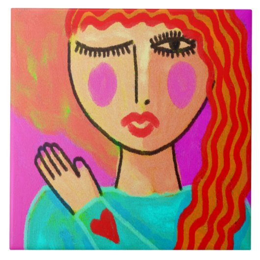 Carreau Heart on Her Sleeve Ceramic Tile (Devant)