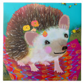 Carreau Hedgehog and Bee Ceramic Kitchen Tile (Devant)