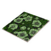 Carreau Hellebores blancs avec feuille (Côté)