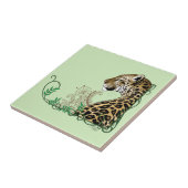 Carreau Henna botanique élégante léopard vert (Côté)