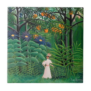 Carreau Henri Rousseau - Femme marchant dans une forêt exo