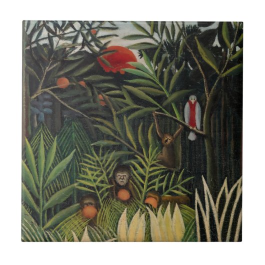Carreau Henri Rousseau - Singes et perroquets en Forêt Vie (Devant)