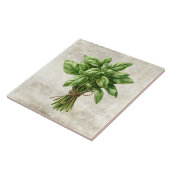 Carreau Herbes aquarelles rustiques Basilic avec motif fic (Côté)