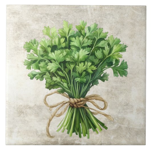 Carreau Herbes aquarelles rustiques Conception de persil a (Devant)