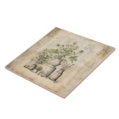 Carreau Herbes botaniques vintages ferme parchemin rustiqu (Côté)