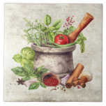 Carreau Herbes de légumes rustiques Faux Texture Cuisine<br><div class="desc">Arrière - plan rustique à texture fausse avec herbes et légumes séchés dans une urne en marbre. Une variété si les épices sont également dans ce design de ferme. Un air de pays vintage. Idéal pour votre pays Maison de ferme en français ou en cottage.</div>
