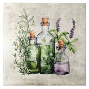 Carreau Herbes et épices rustiques en bouteilles vintage