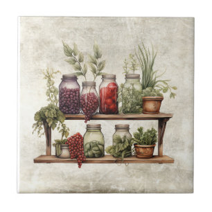 Carreau Herbes rustiques bocaux pots en céramique de cotta