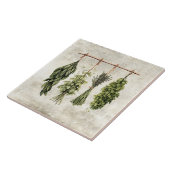 Carreau Herbes rustiques séchant sur de la ficelle (Côté)