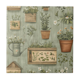 Carreau Herbes Vertes Rustiques Bois Céramique Vintage