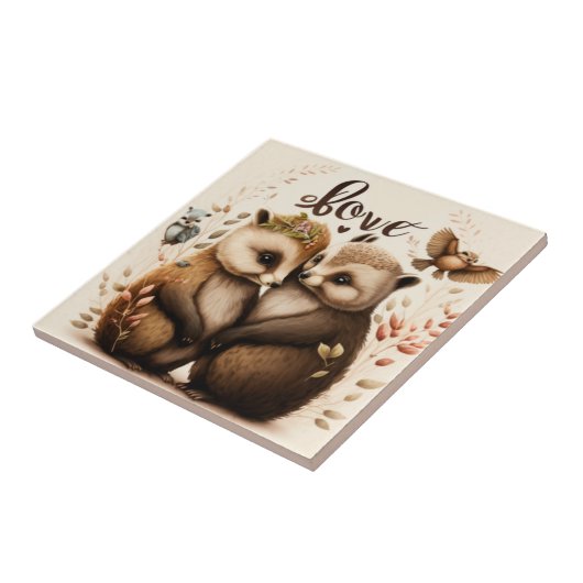 Carreau hérisson amoureux (Côté)