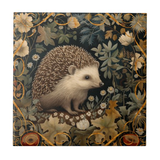 Carreau Hérisson dans le style Forest William Morris (Devant)