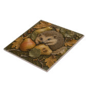 Carreau Hérisson d'automne & Poires Faune forestière  (Côté)