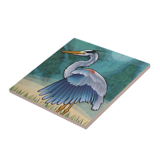 Carreau Héron bleu côtier (Côté)