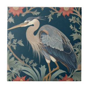 Carreau Heron William Morris style mer de gauche Oiseau ma