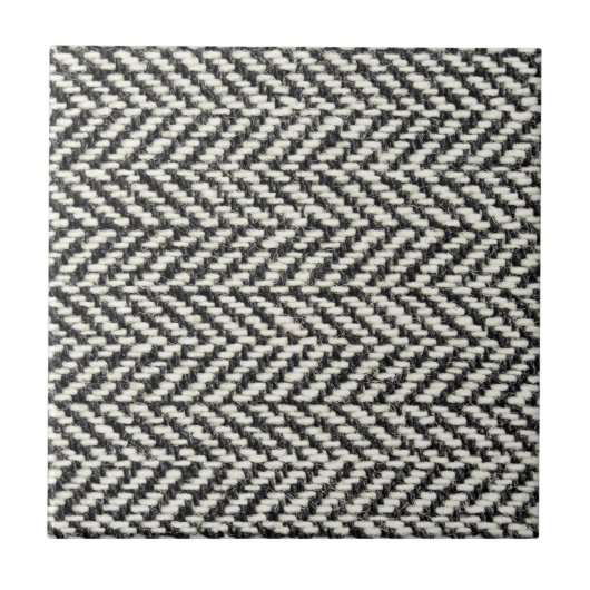Carreau Herringbone Tweed Russe Black & White Knit Imprime (Devant)