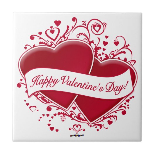 Carreau   Heureuse Sainte-Valentin !Coeurs rouges (Devant)