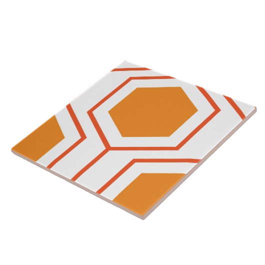 Carreau Hexagon abstract geometrical pattern en orange et (Côté)