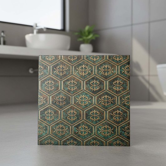 Carreau Hexagonal Teal & Bronze Terni #17 ID1227