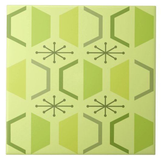 Carreau Hexagones modernes du milieu du siècle Chartreuse (Devant)