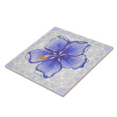Carreau Hibiscus & dentelle BLEU (Côté)